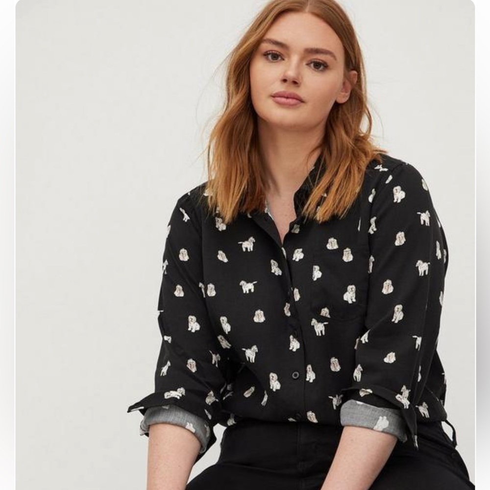 Torrid Lizzie Rayon Twill Button-Up Long Sleeve Shirt